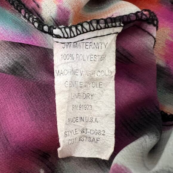 JW Maternity Womens Chiffon Maxi Dress Large Multicolor Shoulder Tie Sleeveless - Picture 5 of 5